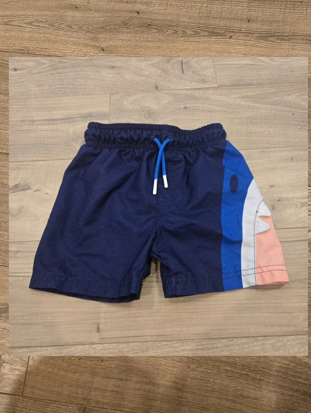 Toddler Boys Shark Swim Trunks - Navy Blue - 2T